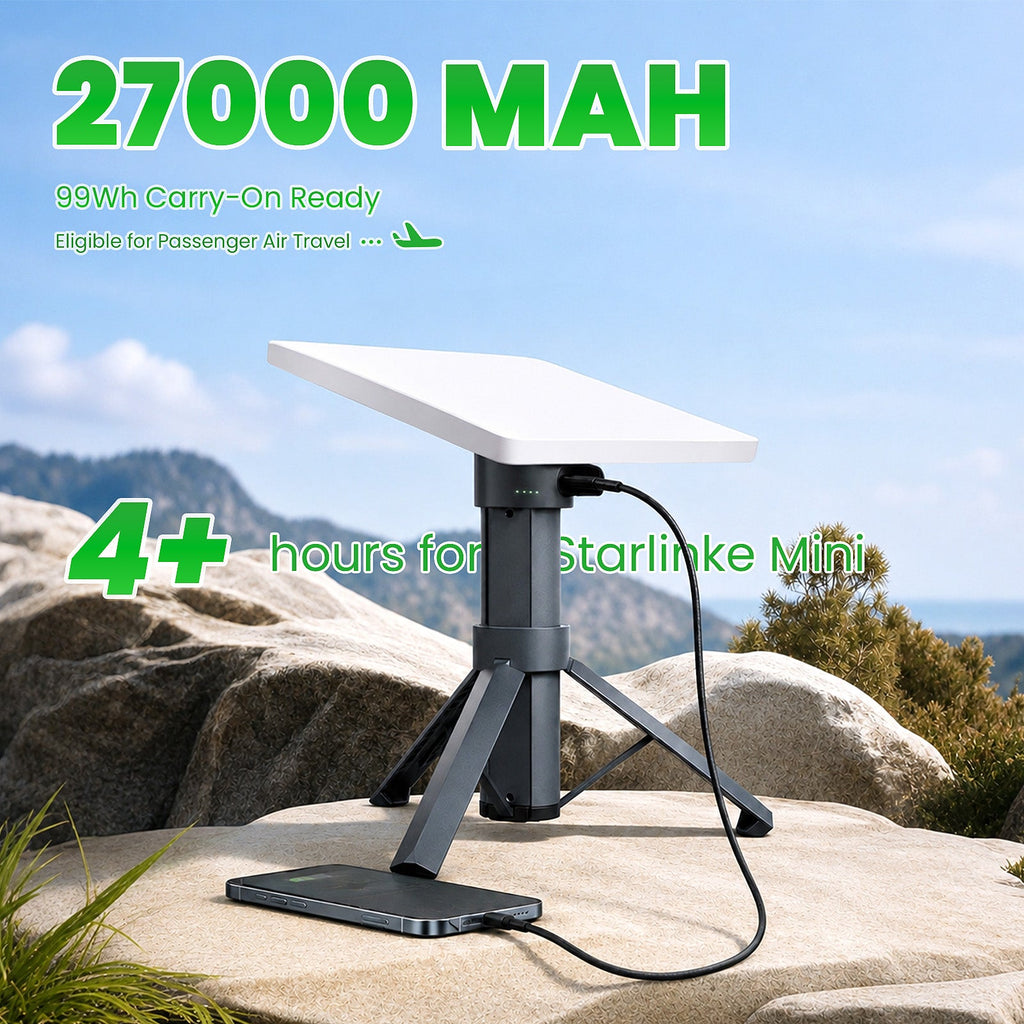 Starlink Mini Battery Tripod Mount, 27000mAh Adjustable Stand for Camping & RV