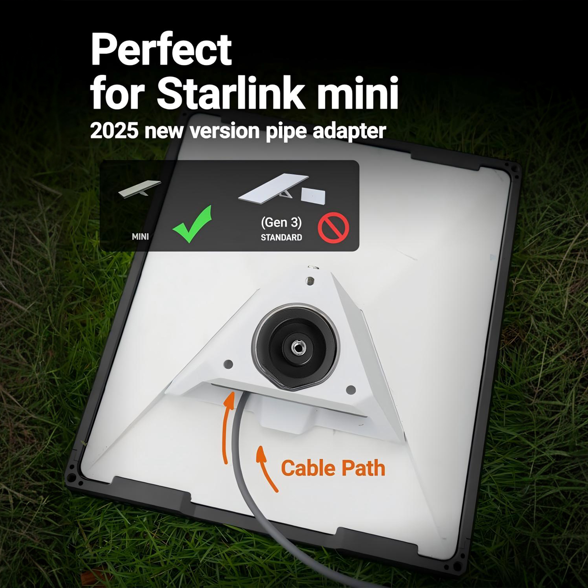 Tripod Mount Adapter for Starlink Mini 2024-2026 Models – Compatible with 1/4"-20 & 3/8"-16 Threads