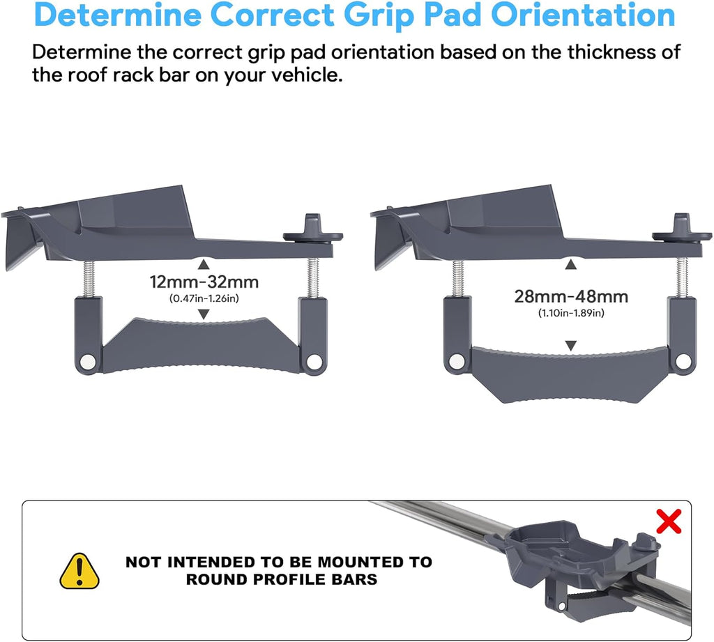 Starlink Mini Roof Rack Mount, 0.47''-1.89'' with Pipe for RV, Poles, Yachts, Campers(Not for Round Profile Bars)