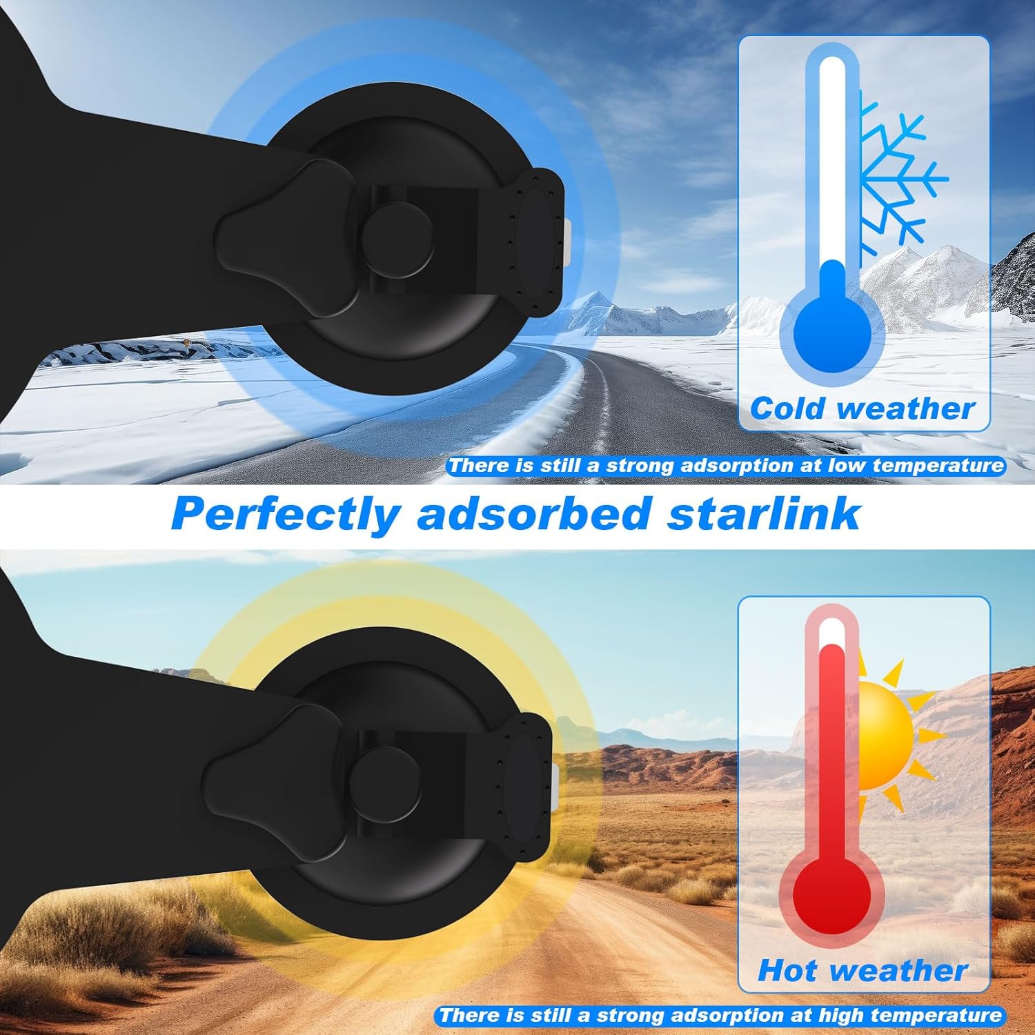 Starlink Mini Heavy-Duty Suction Cup Mount – Adjustable Roof & Sunroof Mount with Base for Car, RV and Boat