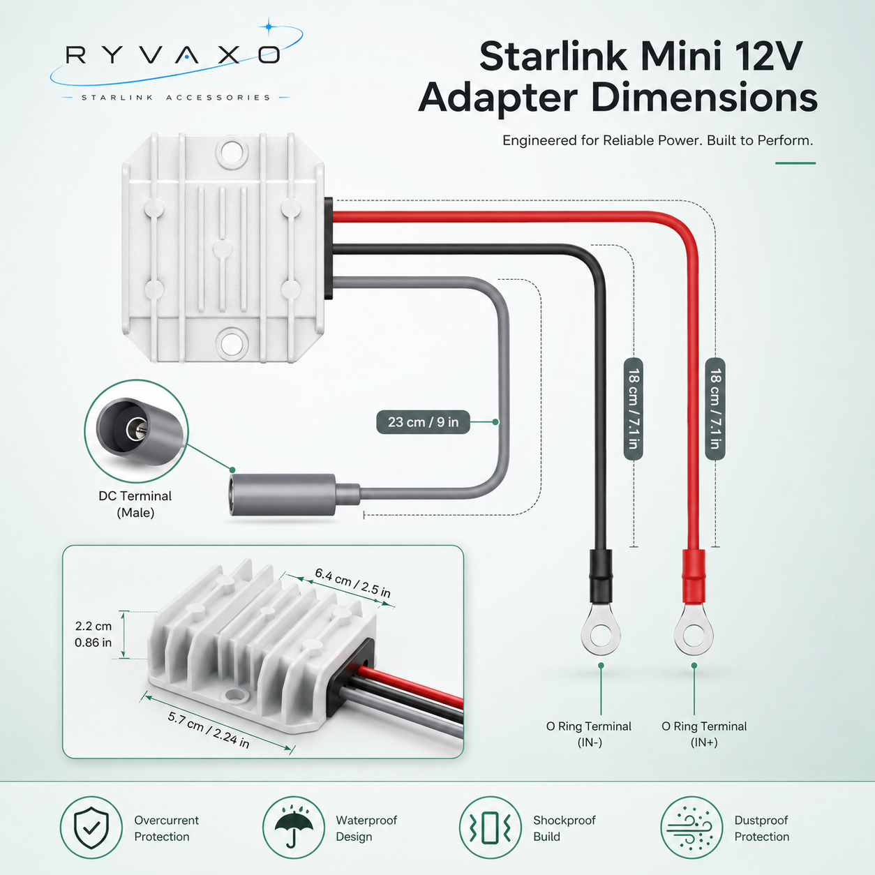 12V/24V to 30V Converter with Female Plug for Starlink Mini
