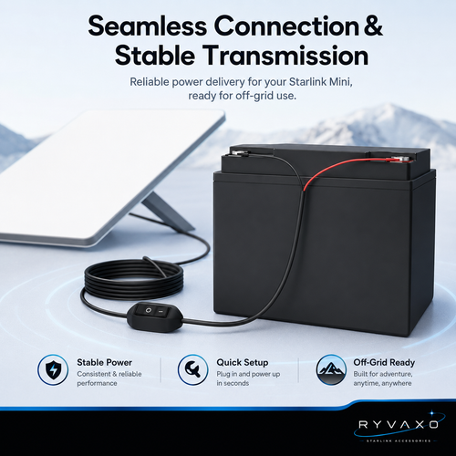 Ryvaxo Starlink Mini, Gen 2, and Gen 3 car charger adapter for RV and camping setup, product detail image 2