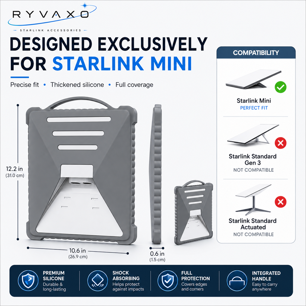 Starlink Mini Silicone Protective Sleeve — Liquid Silicone Full-Cover Shock-Resistant Lightning-Proof Case for Starlink Mini Satellite Dish Antenna