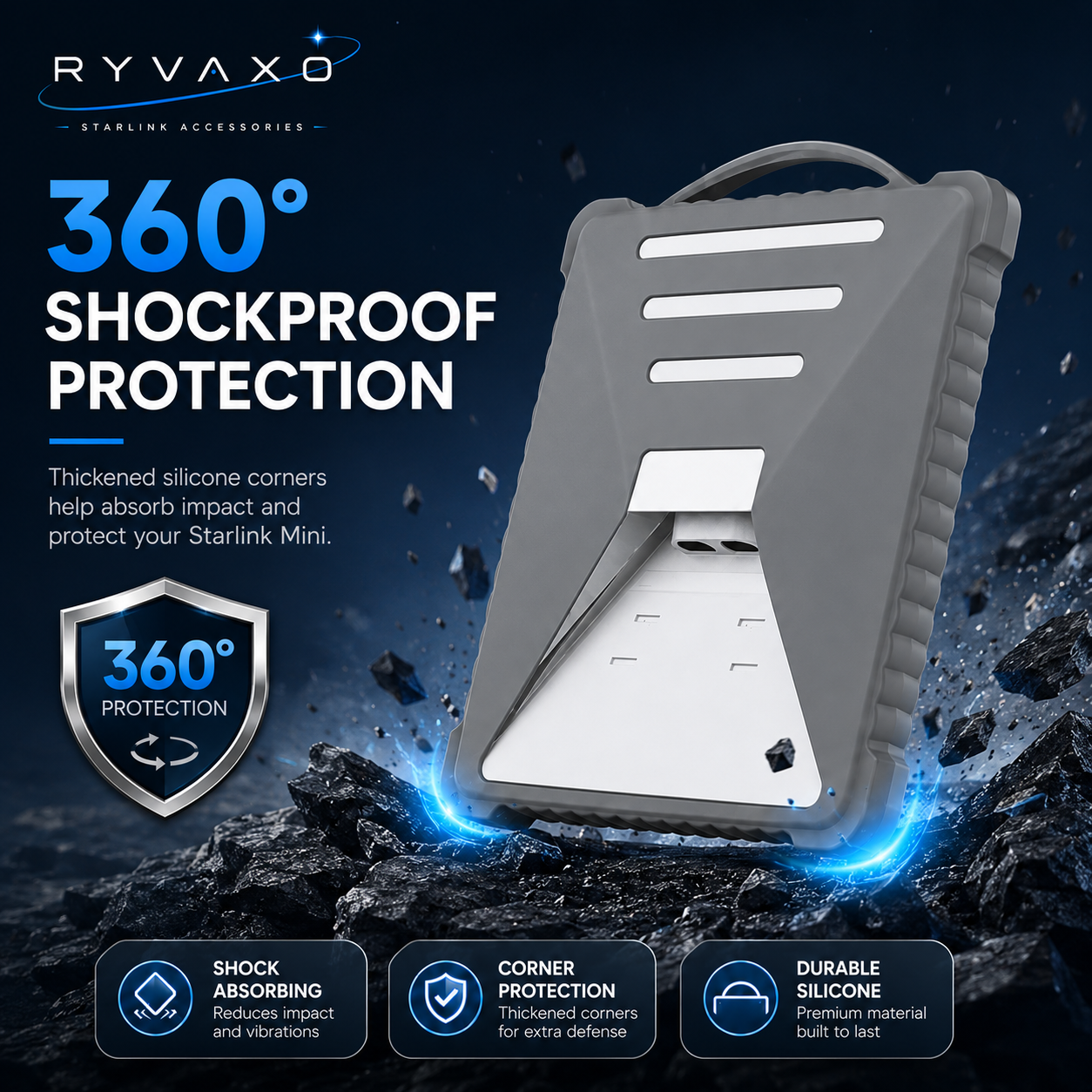Starlink Mini Silicone Protective Sleeve — Liquid Silicone Full-Cover Shock-Resistant Lightning-Proof Case for Starlink Mini Satellite Dish Antenna