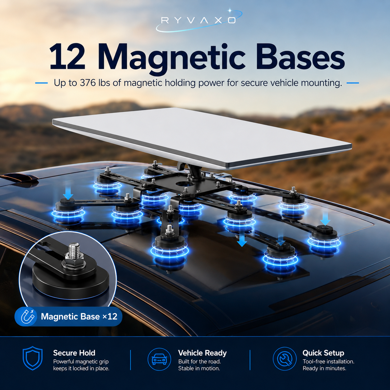 Ryvaxo Starlink Gen 3 suction mount for vehicle setup, product detail image 3