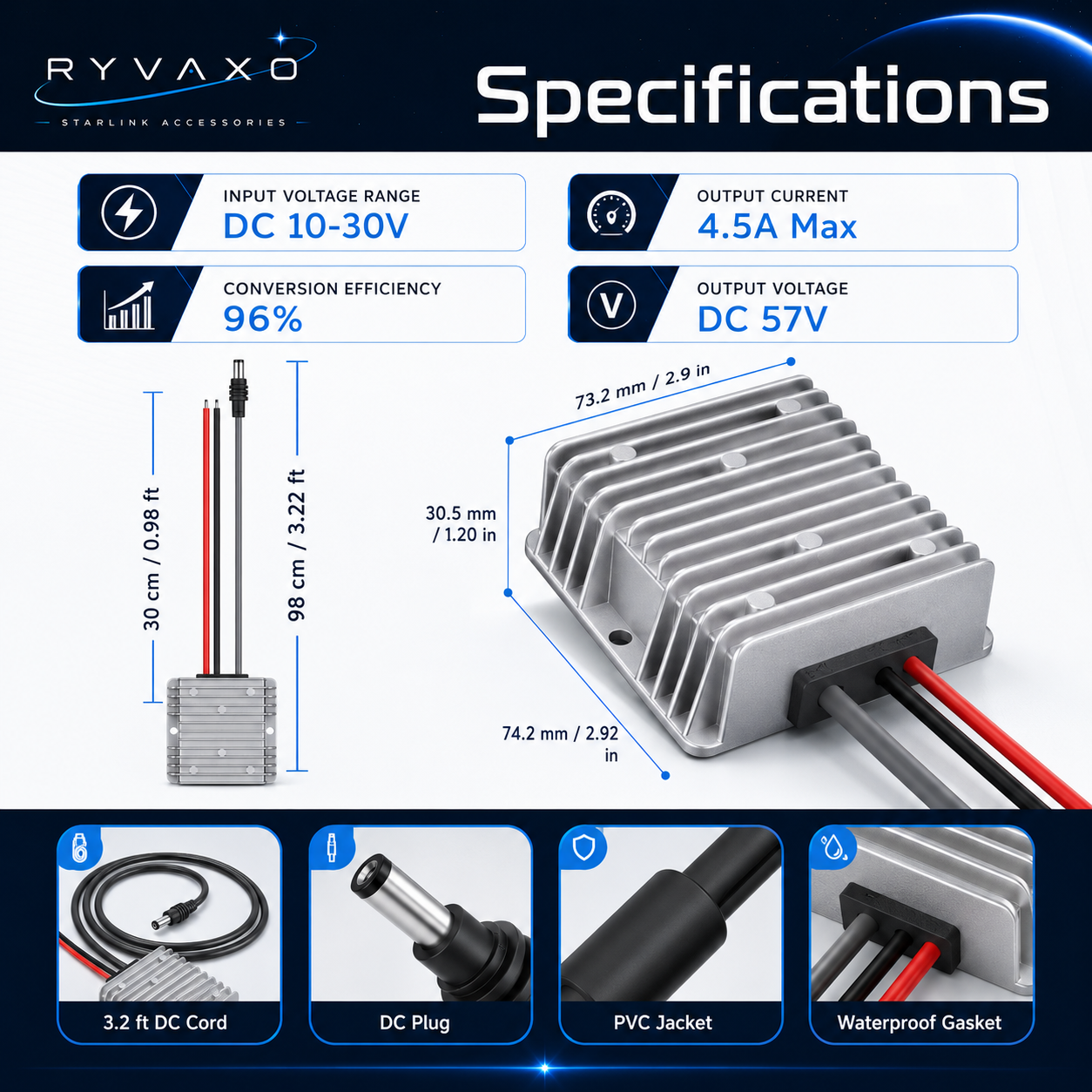Ryvaxo Starlink Gen 3 power adapter for RV and camping setup, product detail image 4