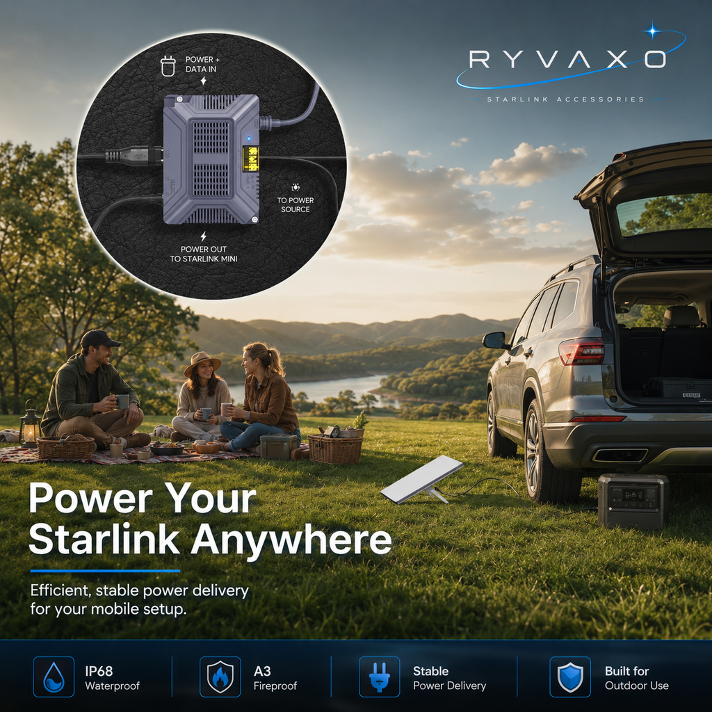 Ryvaxo Starlink Mini, Gen 2, and Gen 3 power adapter for RV and camping setup, product detail image 2