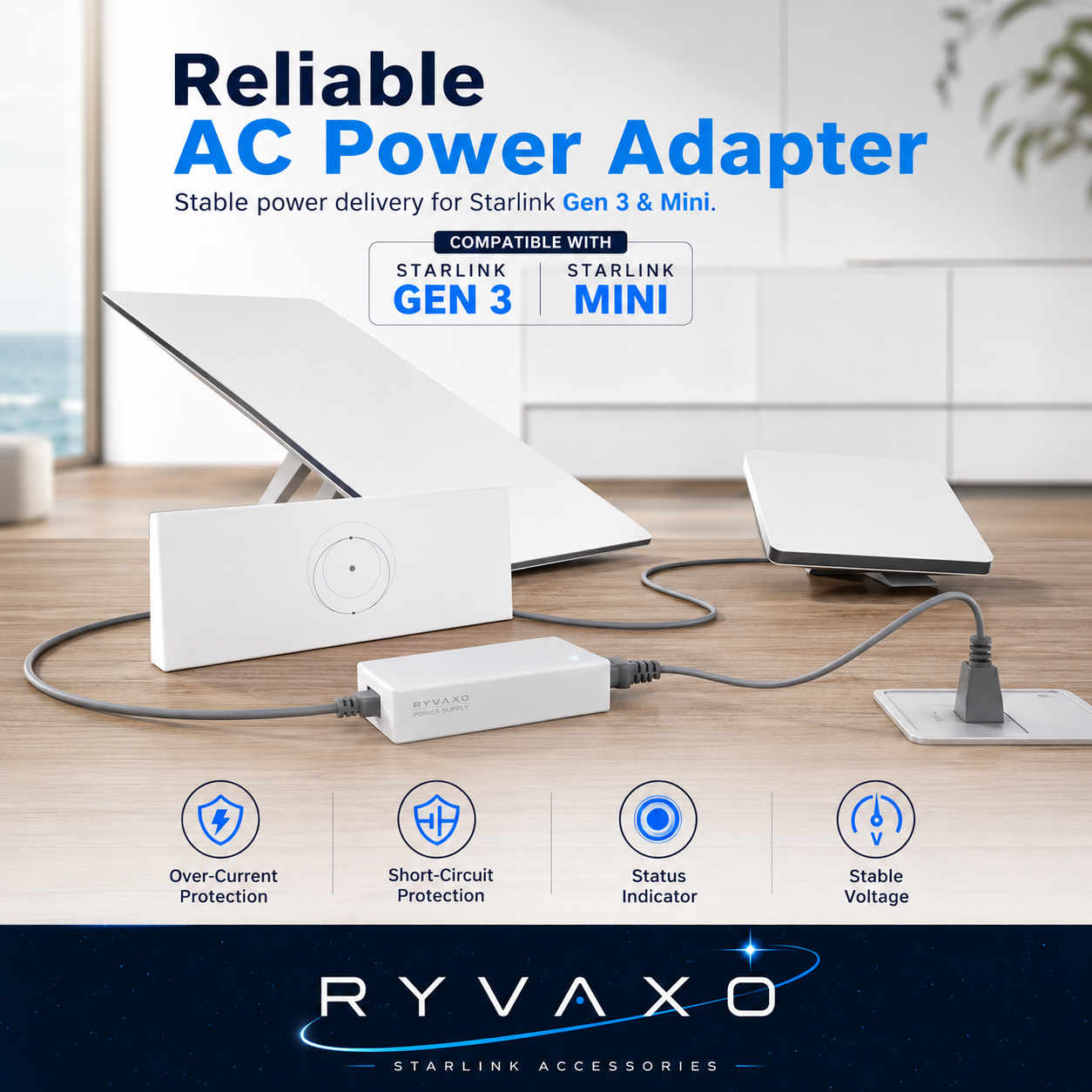 Ryvaxo Starlink Mini and Gen 3 step-up power converter for RV and camping setup, product detail image 3
