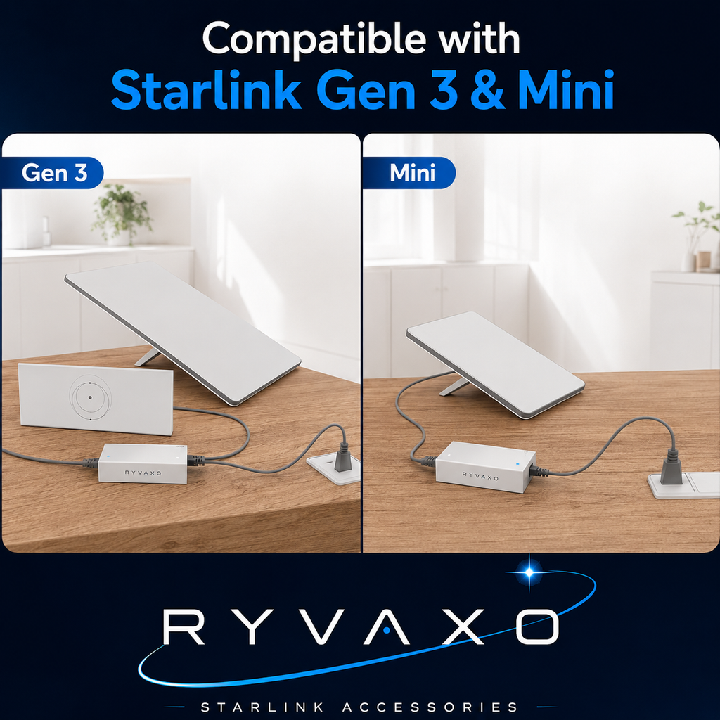 Ryvaxo Starlink Mini and Gen 3 step-up power converter for RV and camping setup, product detail image 4