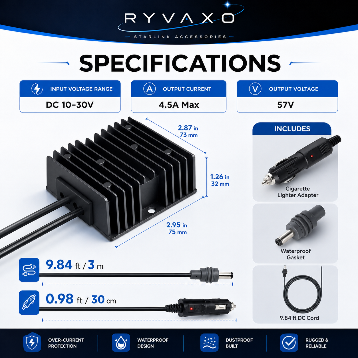 Ryvaxo Starlink Gen 3 car charger adapter for vehicle setup, product detail image 4