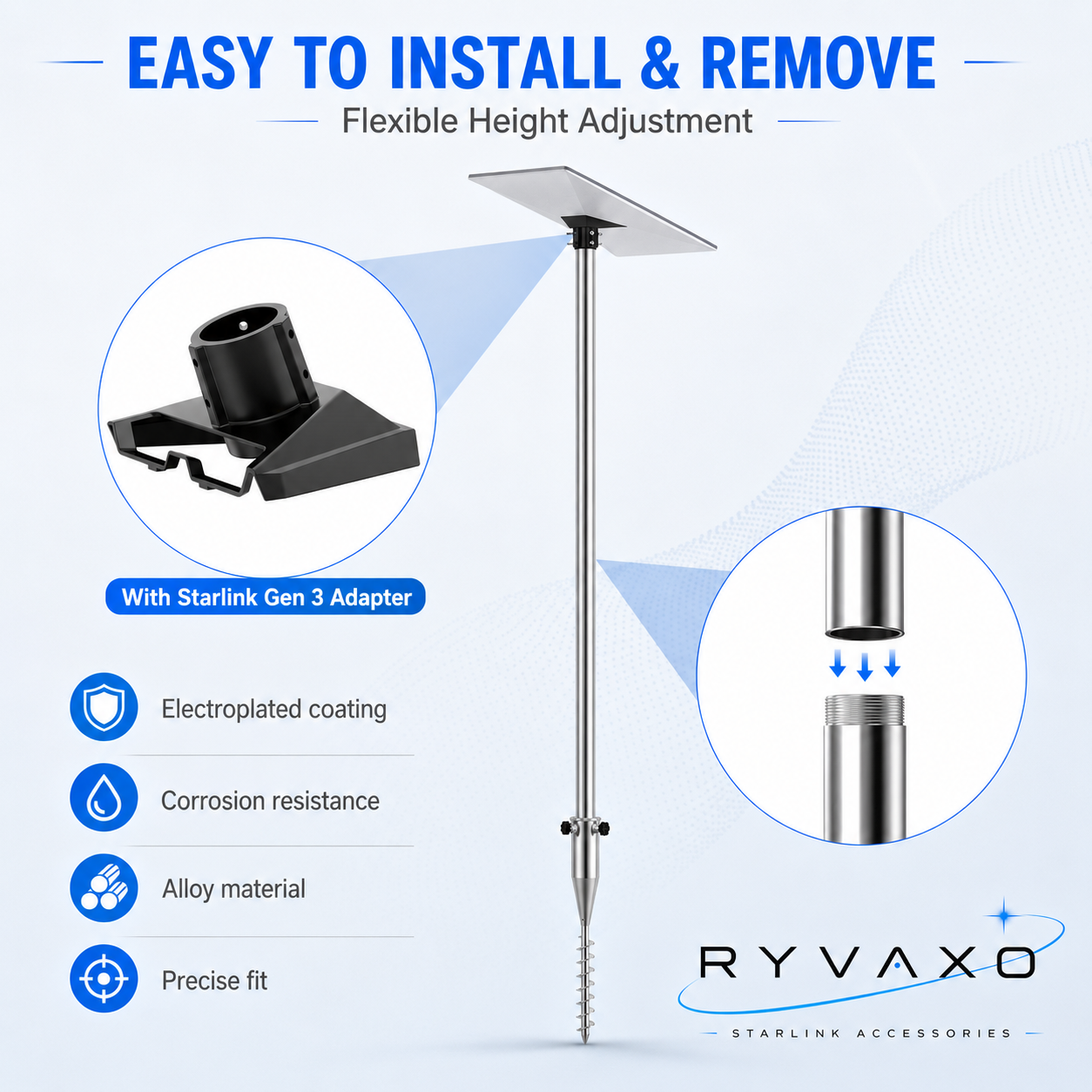Ryvaxo Starlink Gen 3 wall mount for wall installation, product detail image 3