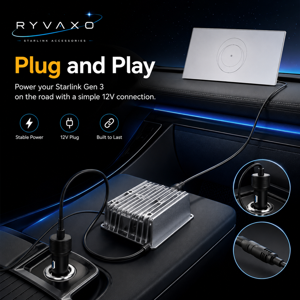 Ryvaxo Starlink Gen 3 car charger adapter for vehicle setup, product detail image 4