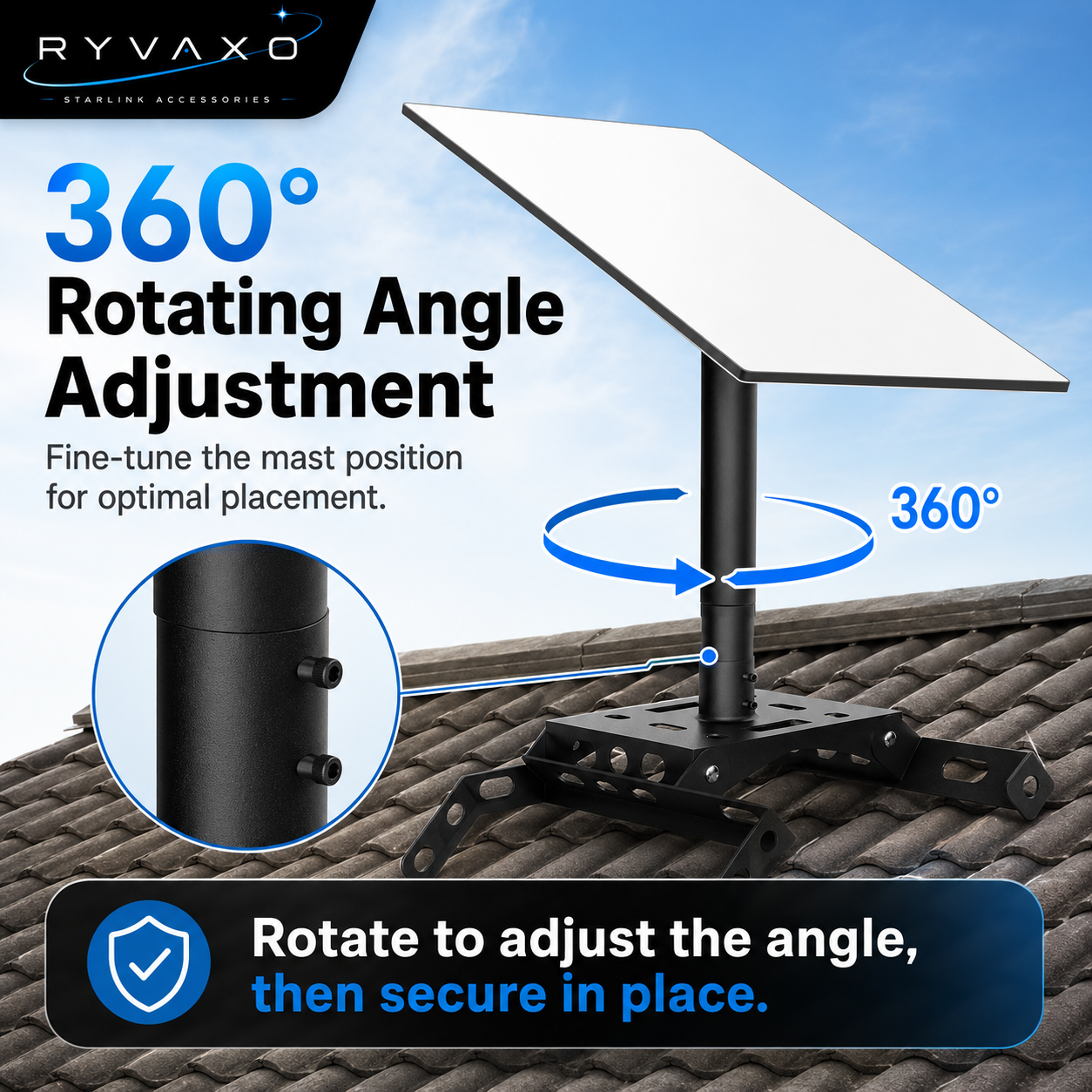 Ryvaxo Starlink Gen 3 roof mount for roof installation, product detail image 2