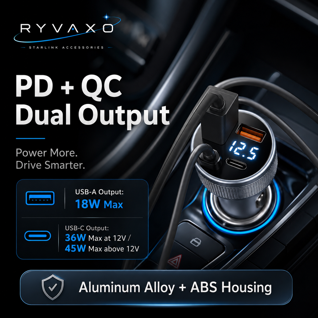 Ryvaxo Starlink Mini car charger adapter for RV and camping setup, product detail image 2
