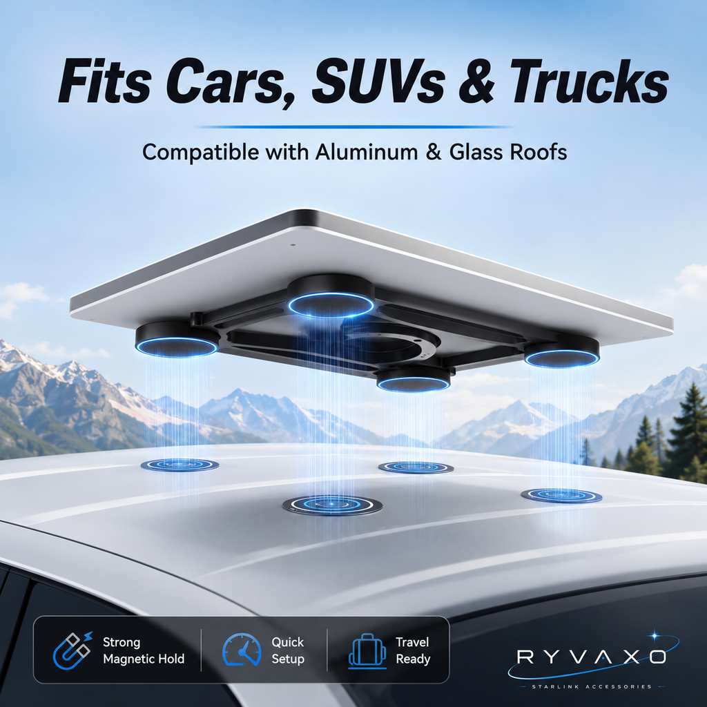 Ryvaxo Starlink Mini and Gen 3 magnetic mount for RV and camping setup, product detail image 2