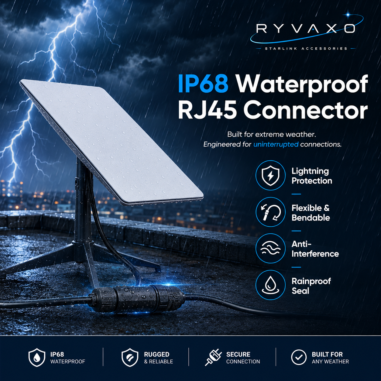 Ryvaxo Starlink Gen 2 power cable accessory for roof installation, product detail image 2