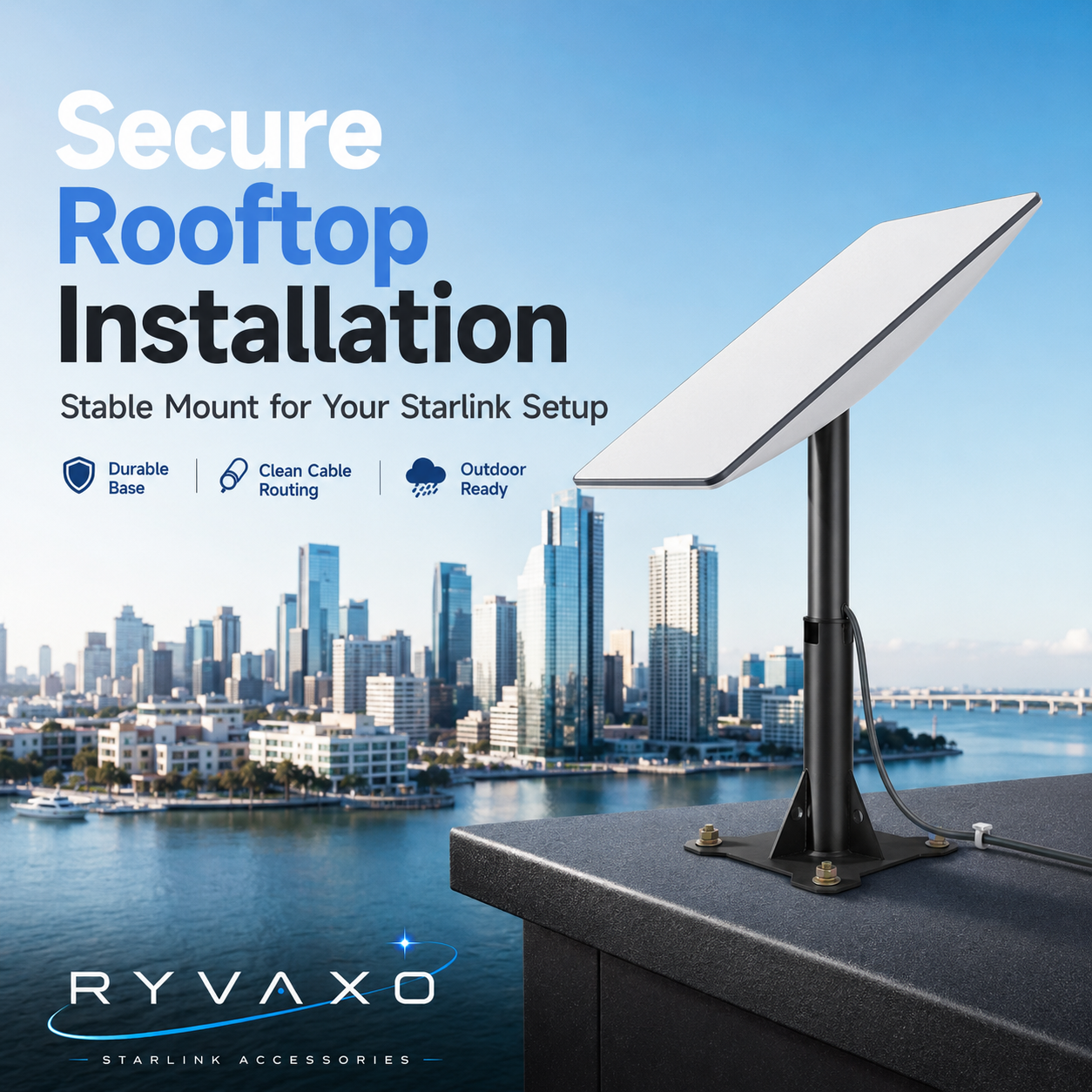 Ryvaxo Starlink Gen 2 roof mount for vehicle setup, product detail image 2