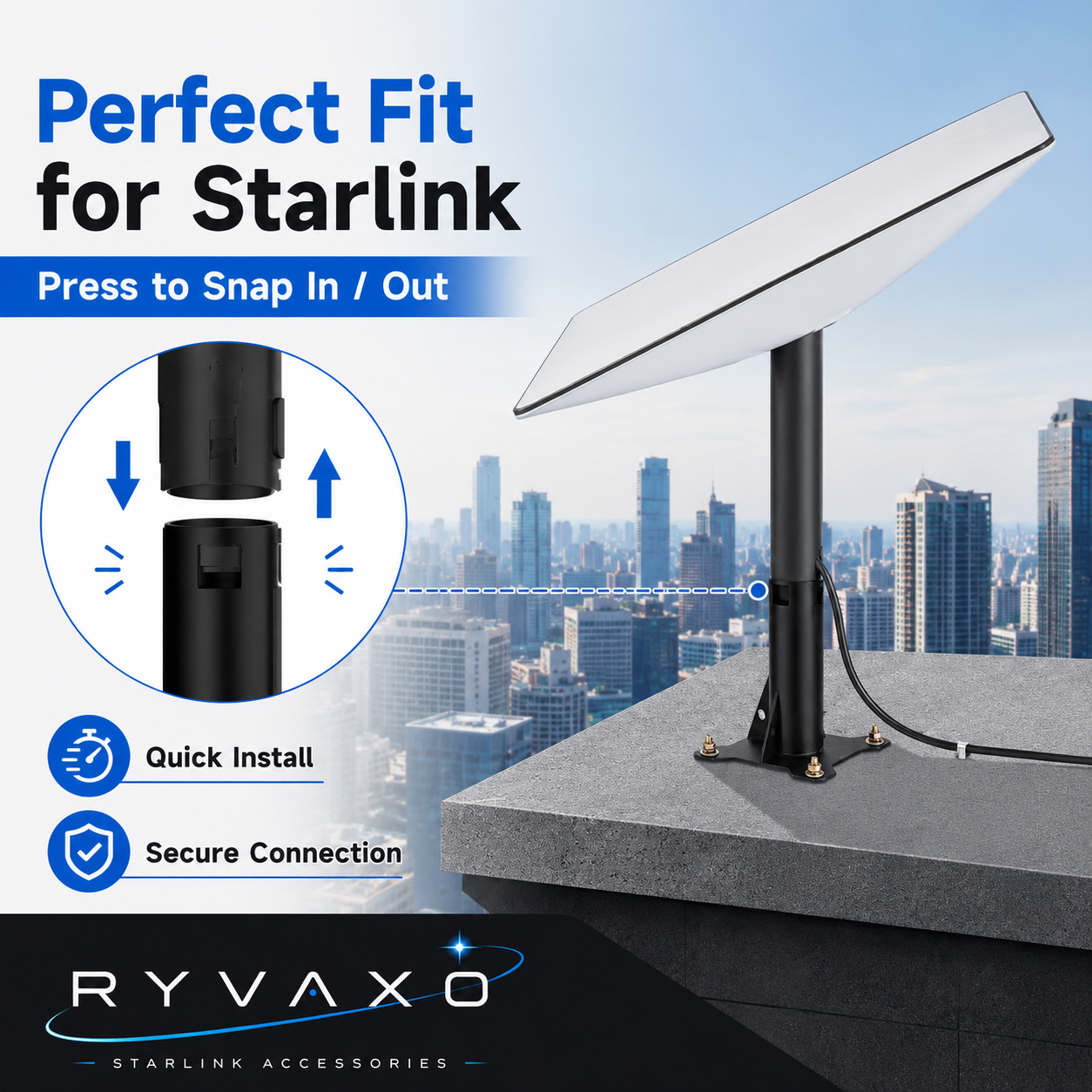 Ryvaxo Starlink Gen 2 roof mount for vehicle setup, product detail image 3