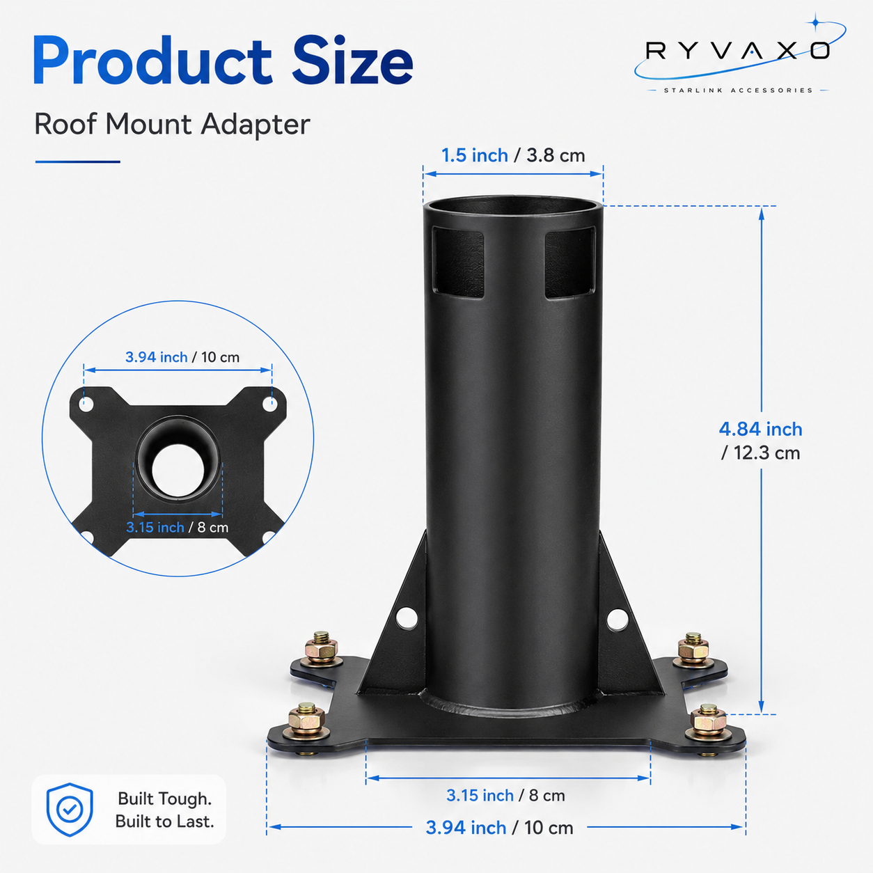 Ryvaxo Starlink Gen 2 roof mount for vehicle setup, product detail image 4
