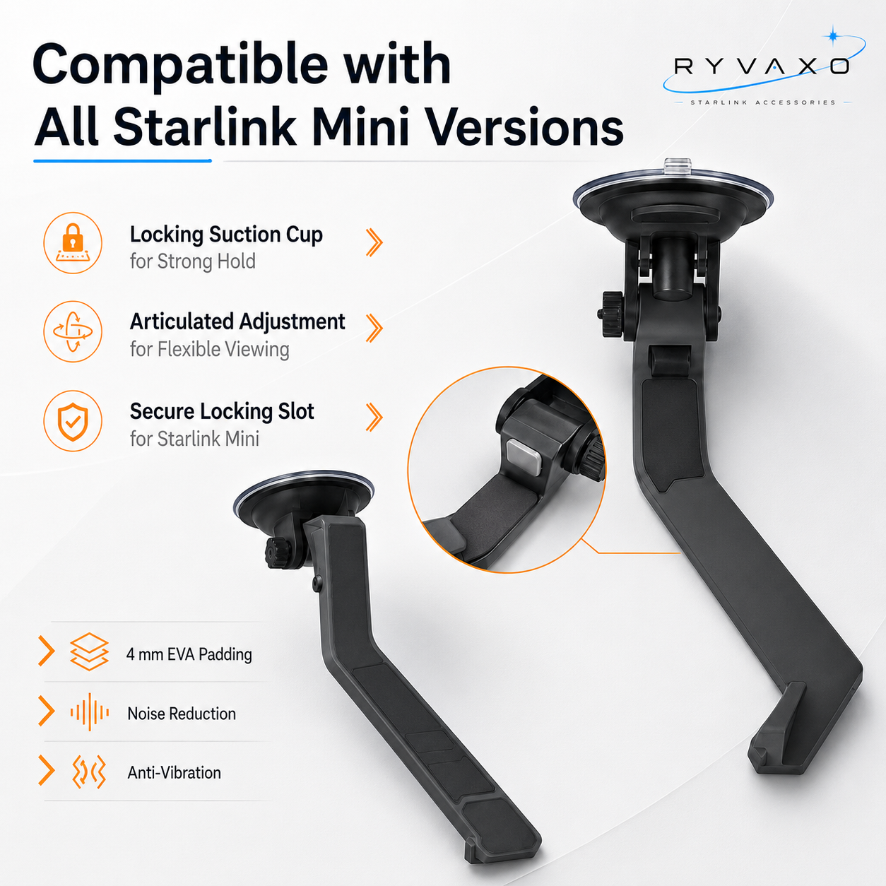 Starlink Mini Windshield Suction Cup Mount Base for Vehicles