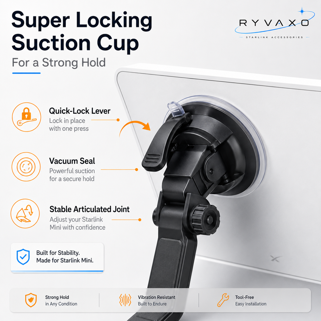 Starlink Mini Windshield Suction Cup Mount Base for Vehicles