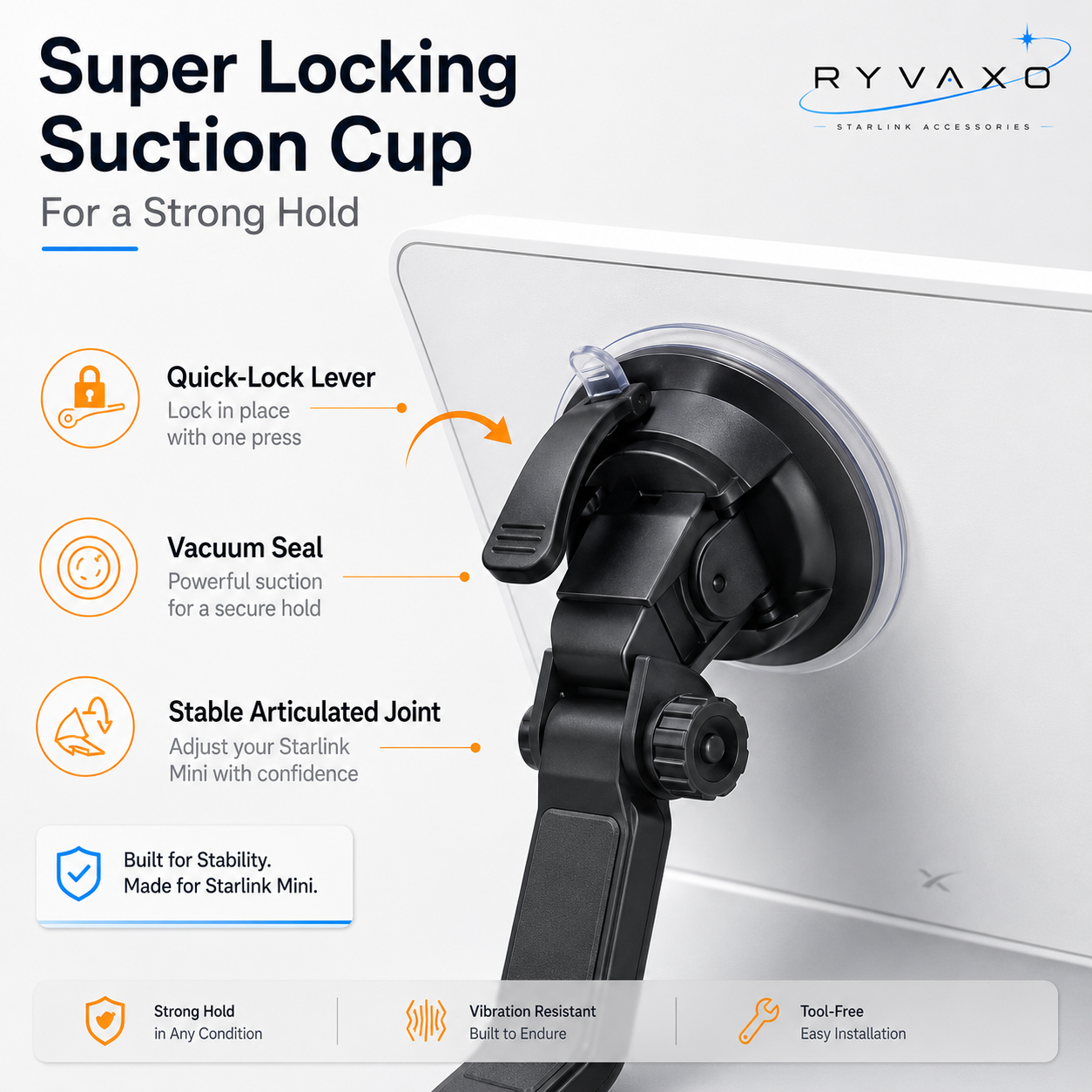 Starlink Mini Windshield Suction Cup Mount Base for Vehicles