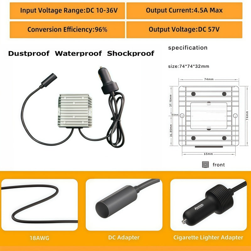 12V/24V to 57V Car Charger Step Up Converter with Female Plug for Starlink Gen 3