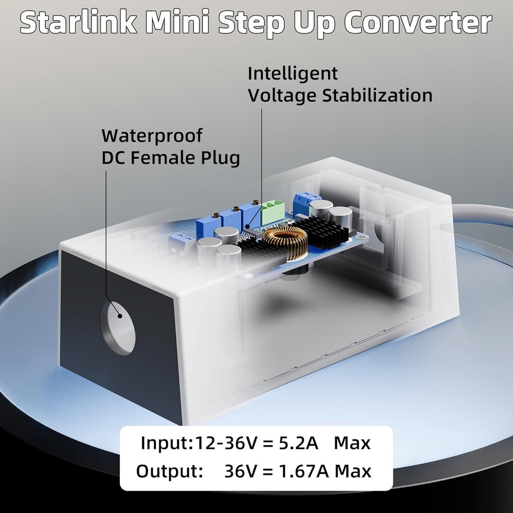Starlink Mini 12V Car Adapter with Step Up Converter