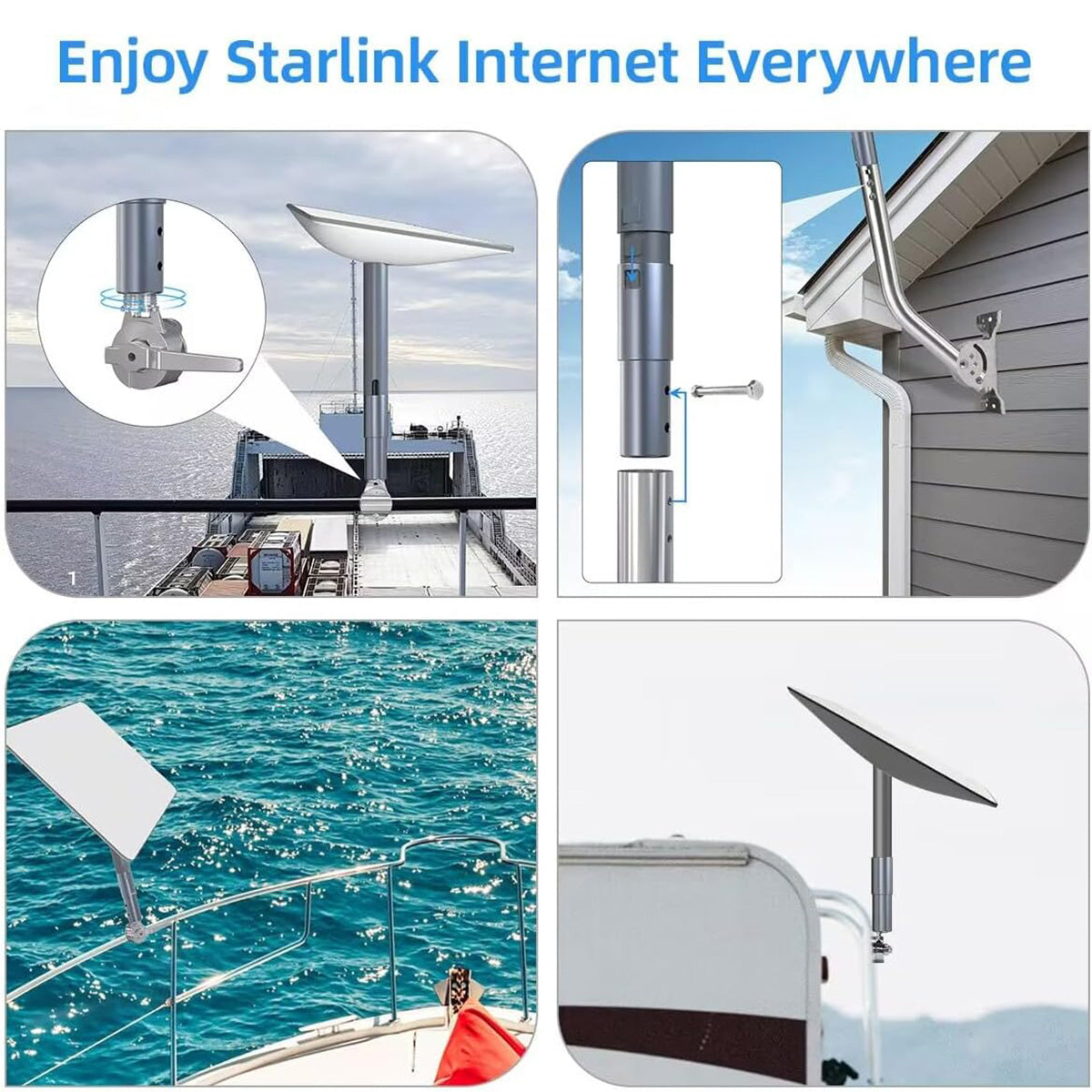 Aluminum Pipe Mount Adapter for Starlink Gen 2 Dish