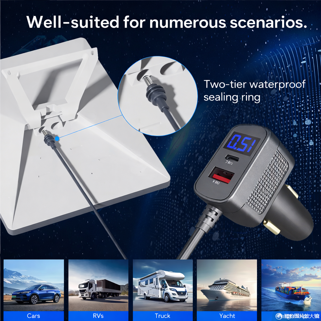 Starlink Mini Digital Display Waterproof Car Charger Cable 3-in-1 (12–24V, 5A)